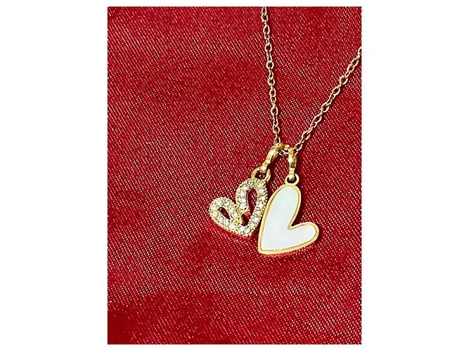 Collana Swarovski Double Heart in Cristalli e Madreperla D'oro - vista 4