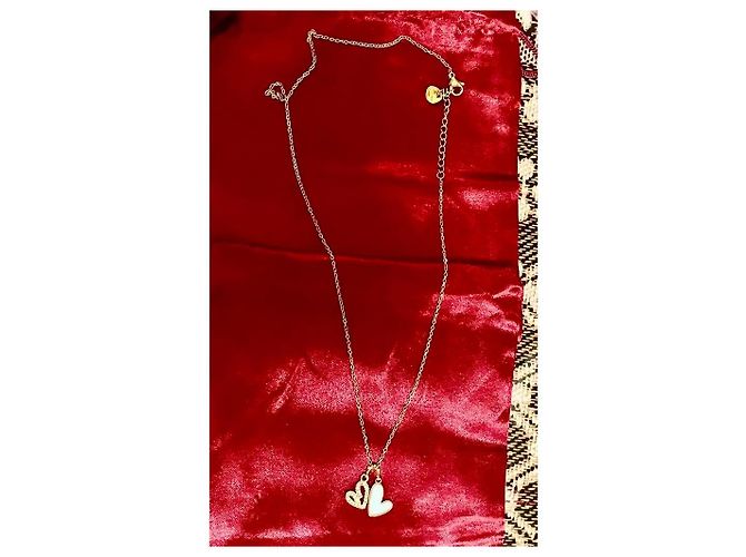 Collana Swarovski Double Heart in Cristalli e Madreperla D'oro - vista 5