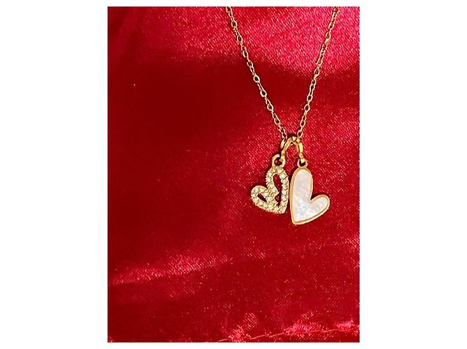 Collana Swarovski Double Heart in Cristalli e Madreperla D'oro - vista 7