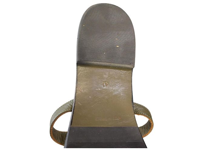 Autre Marque Zeus+Dione Sandalias planas de cuero H-Strap - Khaki Olive Green Verde - vista 14