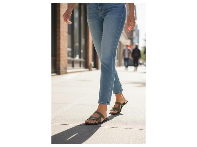 Autre Marque Zeus+Dione Sandalias planas de cuero H-Strap - Khaki Olive Green Verde - vista 16