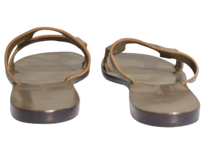 Autre Marque Zeus+Dione Sandalias planas de cuero H-Strap - Khaki Olive Green Verde - vista 5