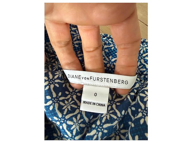 Diane von Furstenberg Mono de seda azul y blanco - vista 10