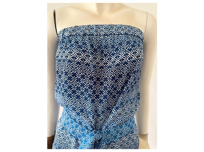 Diane von Furstenberg Mono de seda azul y blanco - vista 2