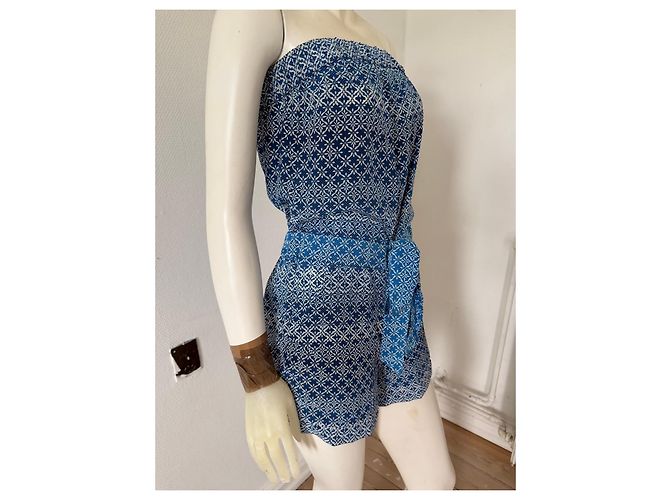 Diane von Furstenberg Mono de seda azul y blanco - vista 3
