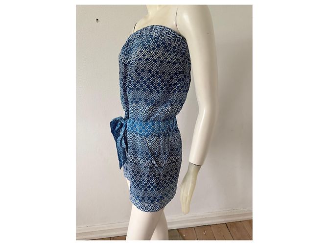 Diane von Furstenberg Mono de seda azul y blanco - vista 4