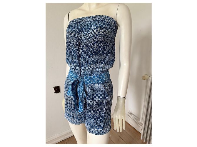 Diane von Furstenberg Mono de seda azul y blanco - vista 5