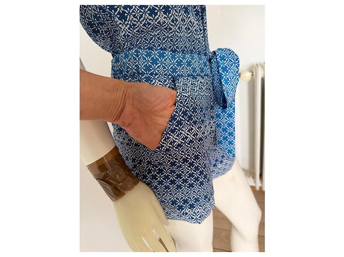Diane von Furstenberg Mono de seda azul y blanco - vista 7
