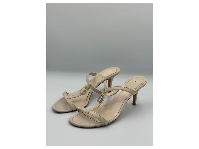 Christian Dior Mule con lucchetto in pelle avorio Beige - vista 3