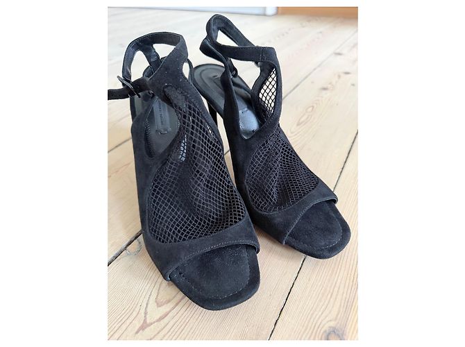 Alexander Wang Sandali con tacco in scamosciato e mesh nero - vista 10