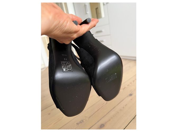 Alexander Wang Sandali con tacco in scamosciato e mesh nero - vista 6