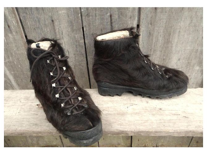 Autre Marque Stivali Après-Ski Pichette Vintage in Eco-pelliccia Nera Nero - vista 2