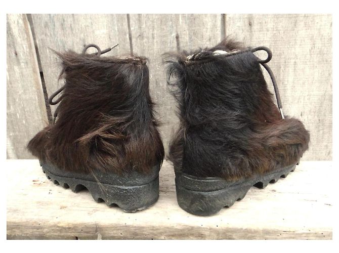 Autre Marque Stivali Après-Ski Pichette Vintage in Eco-pelliccia Nera Nero - vista 4