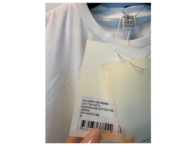 Totême Vestido Midi sin mangas de algodón - Off White Blanco - vista 3