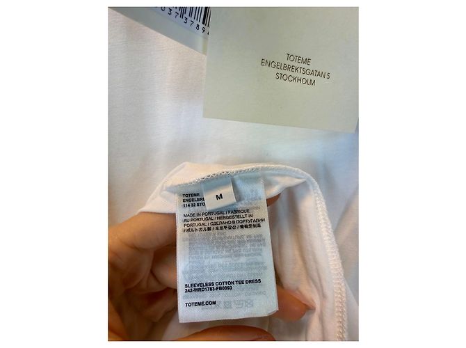 Totême Vestido Midi sin mangas de algodón - Off White Blanco - vista 4