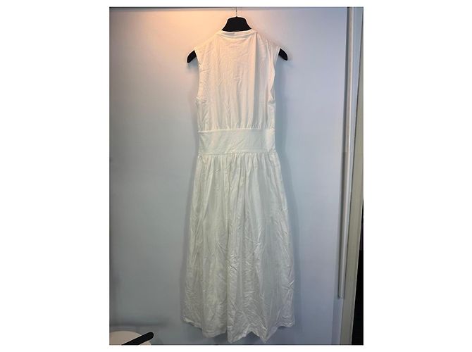 Totême Vestido Midi sin mangas de algodón - Off White Blanco - vista 5