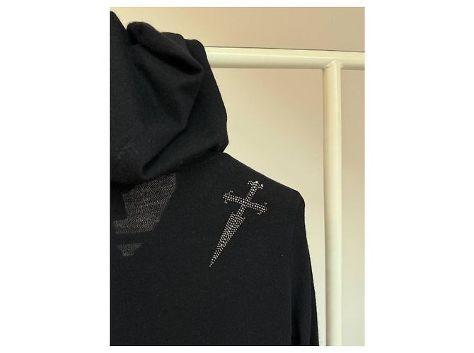 Thomas Wylde Sudadera de cashmere negra con cremallera Negro - vista 11
