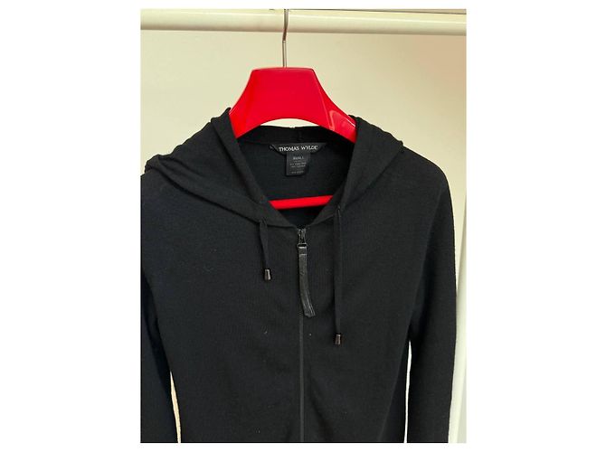 Thomas Wylde Sudadera de cashmere negra con cremallera Negro - vista 6