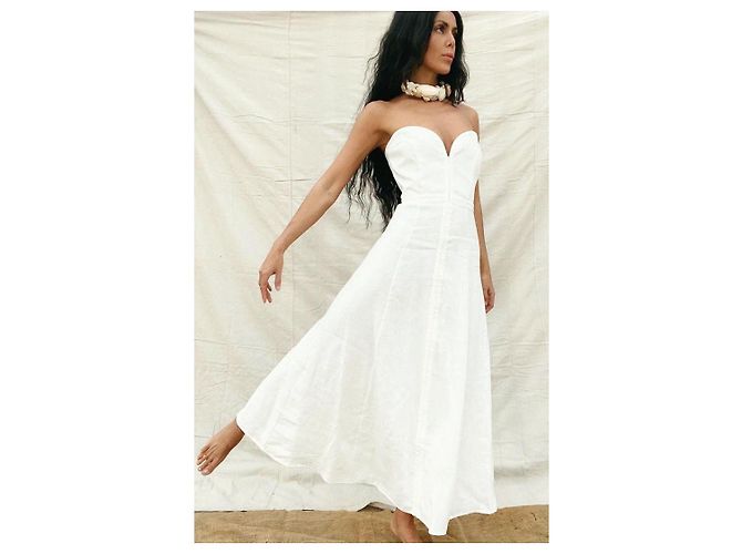 Mara Hoffman Trägerloses Maxikleid Weiß - Ansicht 5