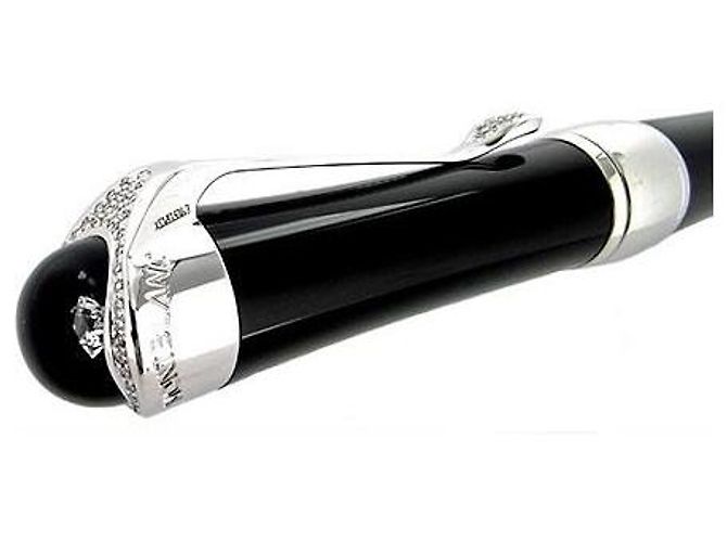 Penna a sfera Montblanc Diamond in resina nera Nero Bianco - vista 4