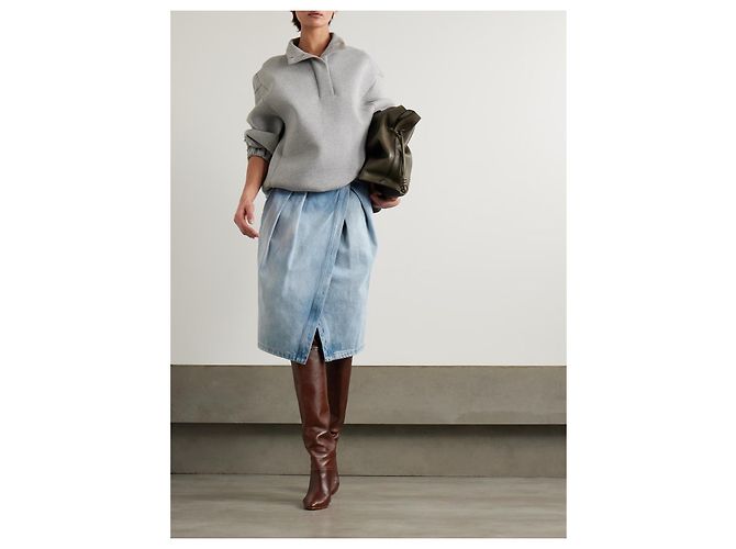Dries Van Noten Falda Cruzada de Denim Azul - vista 5