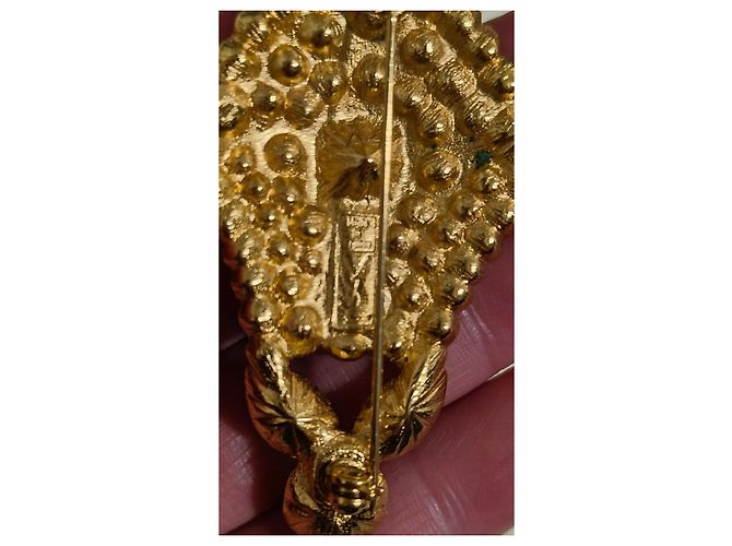 Yves Saint Laurent Vintage Trauben-Brosche Strass Golden - Ansicht 4