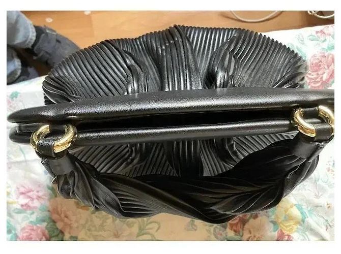 Autre Marque Borsa a mano plissé Themoiré in pelle vegana nera Nero - vista 5
