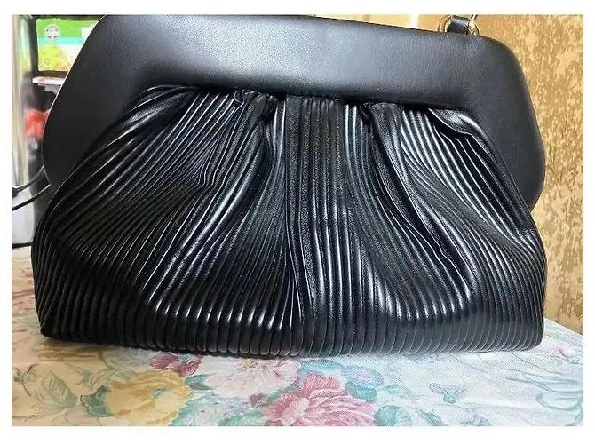 Autre Marque Borsa a mano plissé Themoiré in pelle vegana nera Nero - vista 7