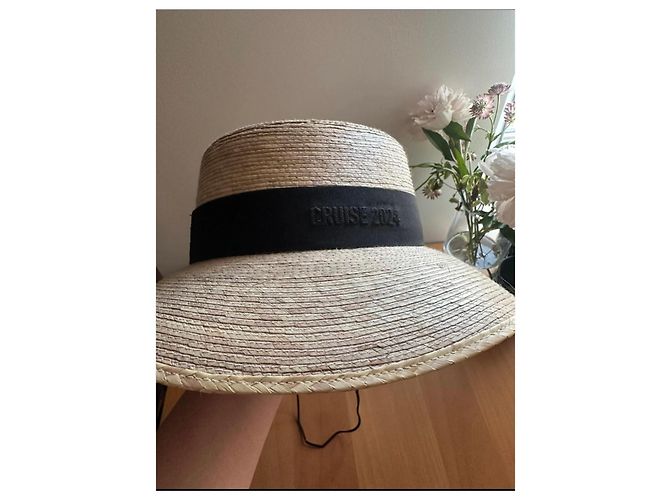 Christian Dior Cruise 2024 Strohhut Schwarz Beige - Ansicht 4
