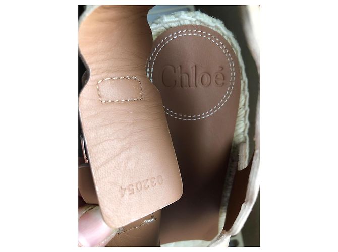 Chloé Lauren Sandali Espadrilles con Zeppa Rosa Beige - vista 5