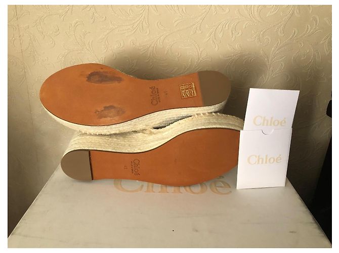 Chloé Lauren Sandali Espadrilles con Zeppa Rosa Beige - vista 6