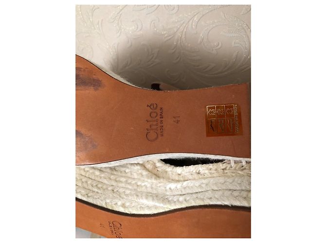 Chloé Lauren Sandali Espadrilles con Zeppa Rosa Beige - vista 7