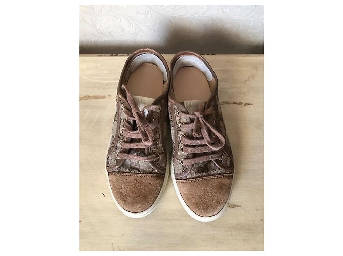 Gucci Sneakers GG Supreme Monogramma e Scamosciato Marrone Beige - vista 9