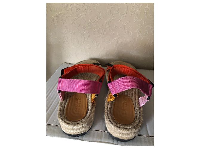 Loewe x Paula's Ibiza Sandali Espadrilles Platform Color-block Rosa Beige Arancione Giallo - vista 3