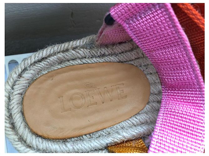 Loewe x Paula's Ibiza Sandali Espadrilles Platform Color-block Rosa Beige Arancione Giallo - vista 5