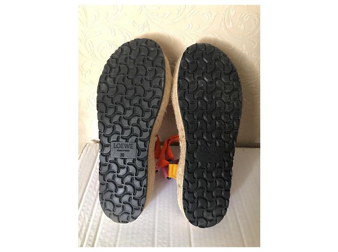 Loewe x Paula's Ibiza Sandali Espadrilles Platform Color-block Rosa Beige Arancione Giallo - vista 6