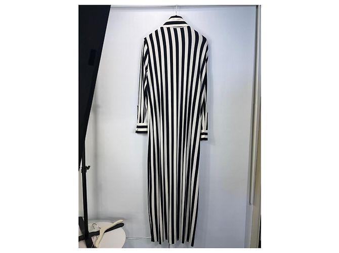 Norma Kamali Abito camicia maxi a righe Nero Bianco - vista 4