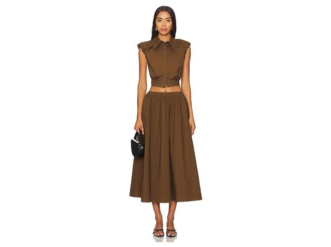 Autre Marque Camila Coelho Camicia corta in misto cotone marrone - vista 7