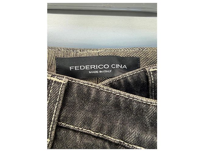 Autre Marque Federico Cina Gonna in Denim Sfumata Nero e Grigio - vista 2