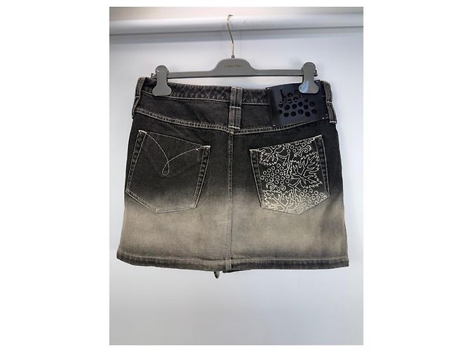 Autre Marque Federico Cina Gonna in Denim Sfumata Nero e Grigio - vista 3