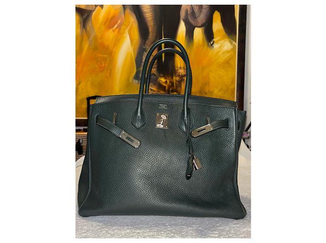 Hermès Birkin 35 in pelle Togo Verde scuro - vista 3