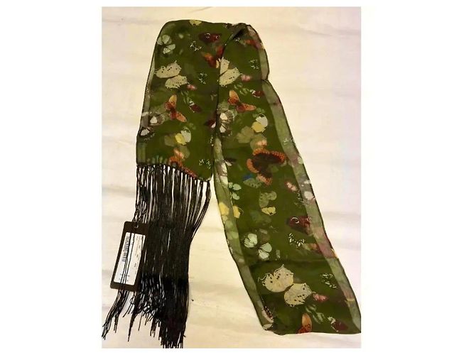 Pañuelo de seda Dolce & Gabbana con estampado de mariposa y flecos Multicolor Verde - vista 2