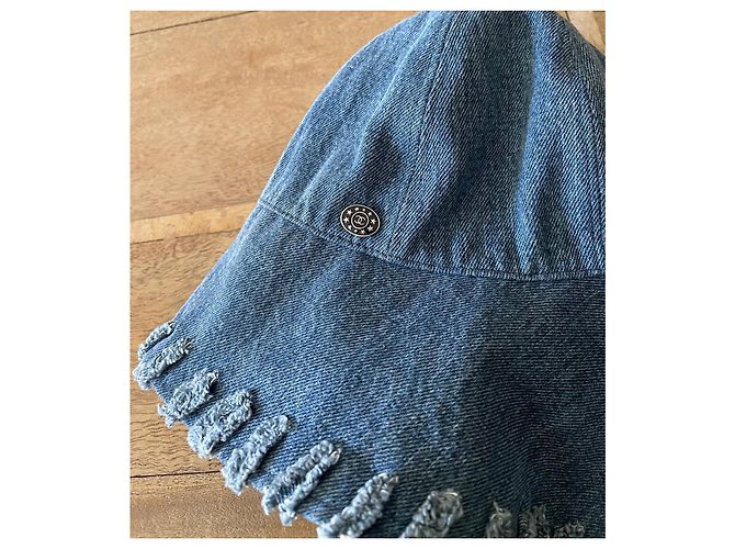 Chanel Blauer Denim Bucket Hat Größe 56 - Ansicht 10