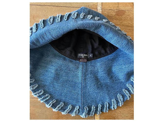 Chanel Blauer Denim Bucket Hat Größe 56 - Ansicht 11
