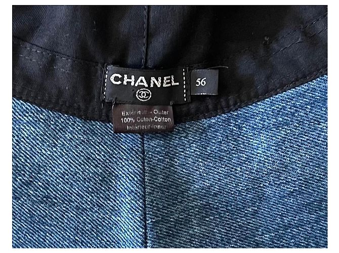 Chanel Blauer Denim Bucket Hat Größe 56 - Ansicht 12