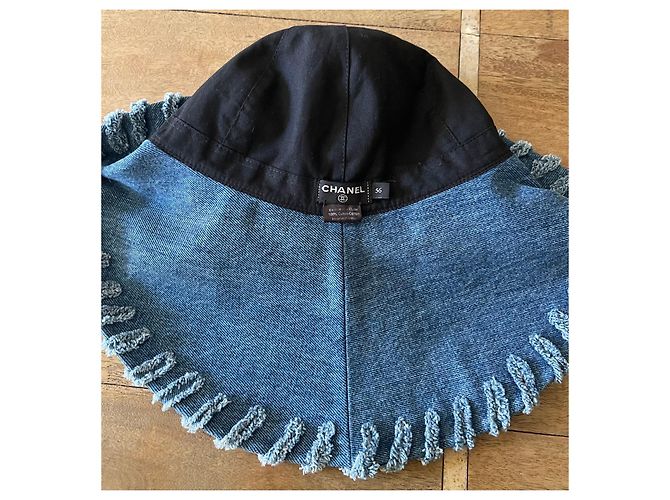 Chanel Blauer Denim Bucket Hat Größe 56 - Ansicht 13