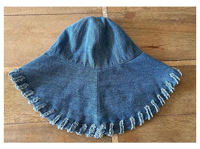Chanel Blauer Denim Bucket Hat Größe 56 - Ansicht 14