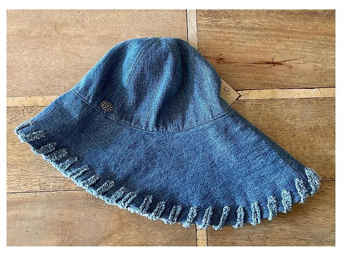 Chanel Blauer Denim Bucket Hat Größe 56 - Ansicht 15
