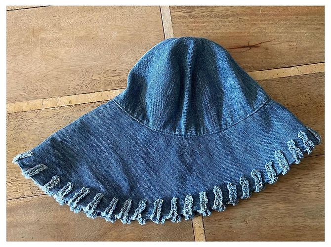 Chanel Blauer Denim Bucket Hat Größe 56 - Ansicht 16