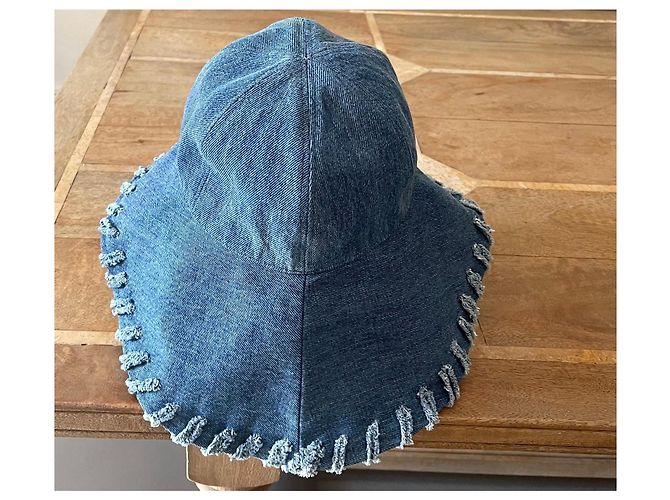 Chanel Blauer Denim Bucket Hat Größe 56 - Ansicht 17